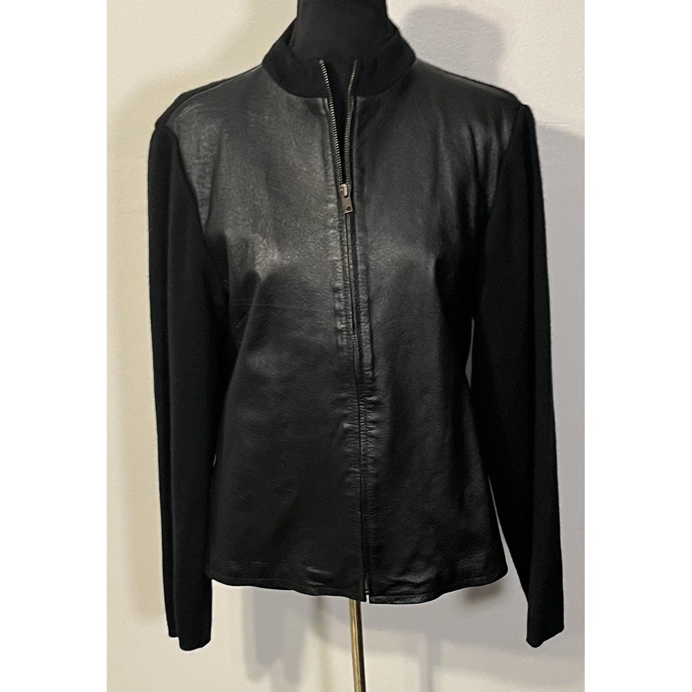 John Paul Richard Jacket Womens Medium Black Leather Full Zip Lined Stand Collar